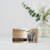 プロフェッショナルクリーニングサービスモダンブラック&金ゴールド 名刺 (スタンド正面)