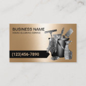 プロフェッショナルクリーニングサービスモダンブラック&金ゴールド 名刺 (正面)