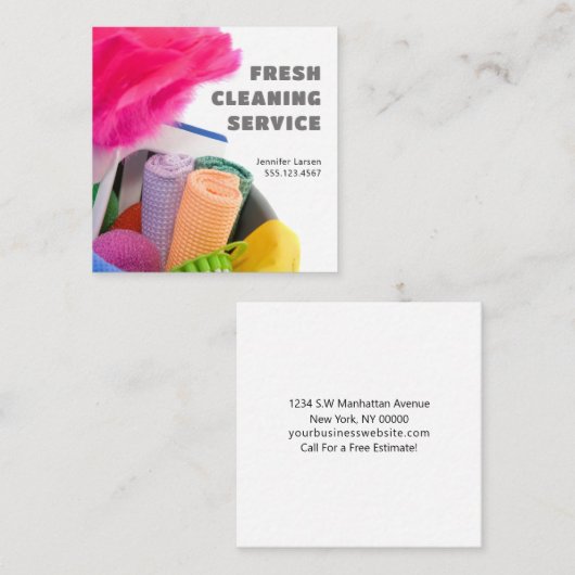 プロフェッショナルクリーニングサービス用品 スクエア名刺 (正面/裏面)