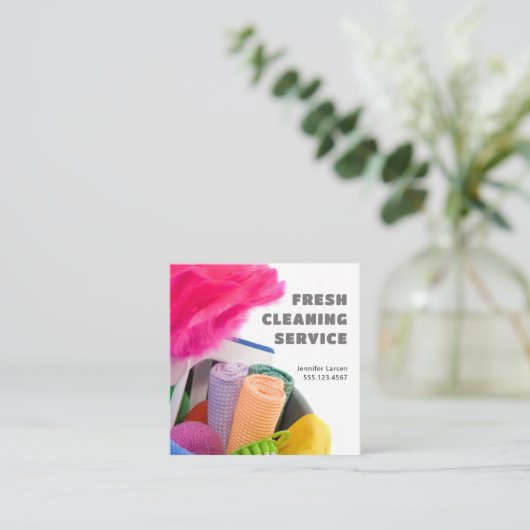 プロフェッショナルクリーニングサービス用品 スクエア名刺 (スタンド正面)