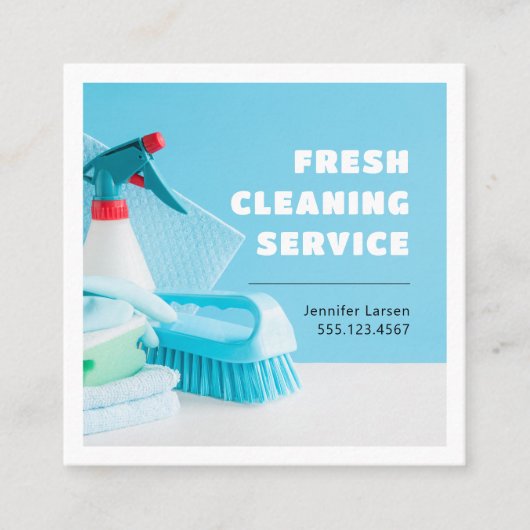 プロフェッショナルクリーニングサービス用品 スクエア名刺 (正面)