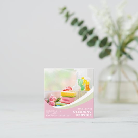 プロフェッショナルクリーニングサービス用品 スクエア名刺 (スタンド正面)