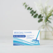 プロフェッショナルクリーニングサービス青い箒 名刺 (スタンド正面)