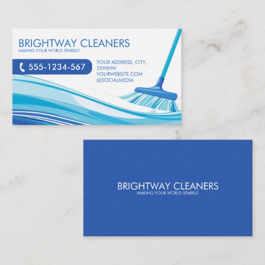 プロフェッショナルクリーニングサービス青い箒 名刺 (正面/裏面)