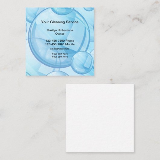 プロフェッショナルクリーニングサービス スクエア名刺 (正面/裏面)