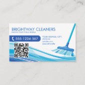 プロフェッショナルクリーニングサービスBlue Broom QRコード 名刺 (正面)