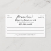 プロフェッショナルクリーニング/清掃作業 名刺 (裏面)