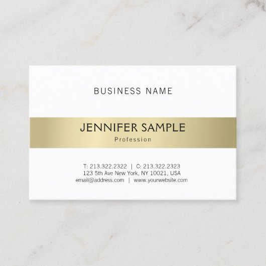 プロフェッショナルクリーンエレガントプレーン金ゴールドのモダン外観 名刺 (正面)