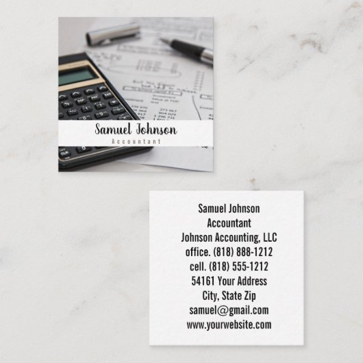 プロフェッショナルクリーンスタイリッシュ会計士CPA スクエア名刺 (正面/裏面)
