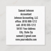 プロフェッショナルクリーンスタイリッシュ会計士CPA スクエア名刺 (裏面)