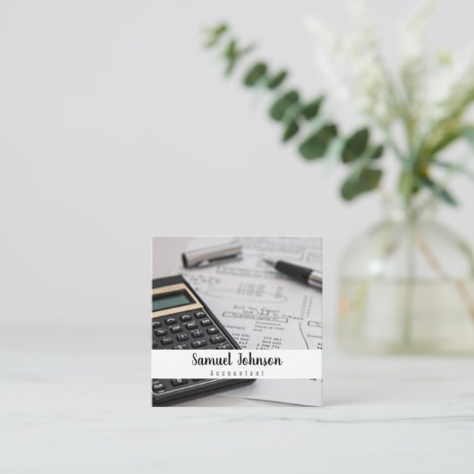 プロフェッショナルクリーンスタイリッシュ会計士CPA スクエア名刺 (スタンド正面)