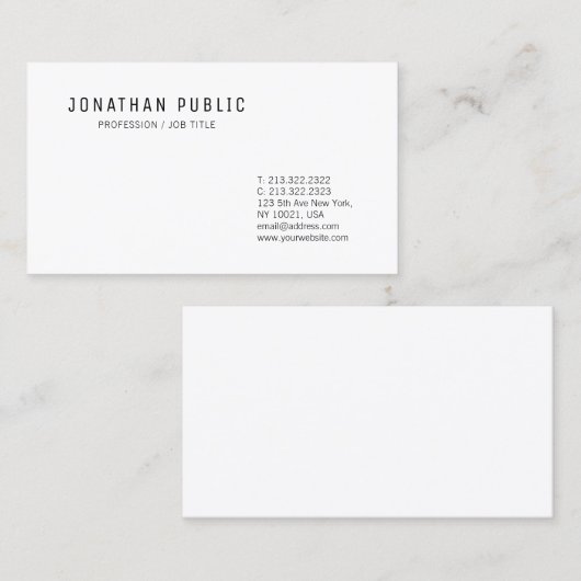 プロフェッショナルクリーンモダンデザインシックトレンディープレーン 名刺 (正面/裏面)