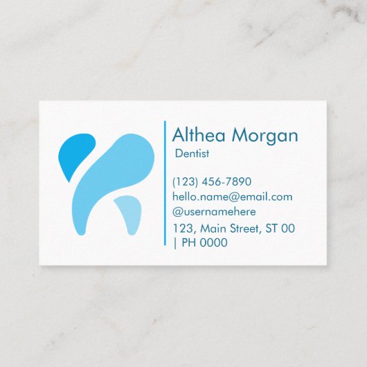 プロフェッショナルクリーンモダンホワイトブルーカラー歯科医 名刺 (裏面)