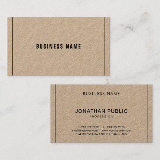 プロフェッショナルク実在ラフト紙モダンカンパニープレーン 名刺 (正面/裏面)