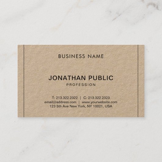 プロフェッショナルク実在ラフト紙モダンカンパニープレーン 名刺 (裏面)