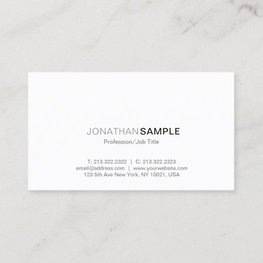 プロフェッショナルグエレガントレーホワイトミニマリスト 名刺 (裏面)