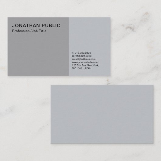 プロフェッショナルグエレガントレー頭が切れるプレーン 名刺 (正面/裏面)