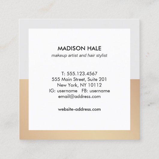 プロフェッショナルグモダンレイ金ゴールドモノグラム スクエア名刺 (裏面)