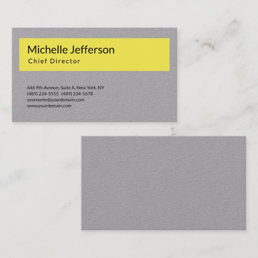 プロフェッショナルグモダンレーイエローミニマリストプレーン 名刺 (正面/裏面)