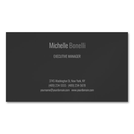 プロフェッショナルグモダンレーブラックミニマリスト マグネット名刺 (正面)