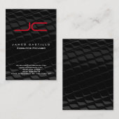 プロフェッショナルグモダンレーブラックレッドモノグラム 名刺 (正面/裏面)