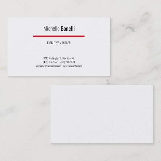プロフェッショナルグモダンレーレッドホワイトミニマリスト 名刺 (正面/裏面)