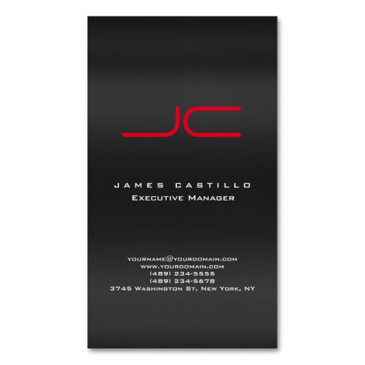 プロフェッショナルグモダンレーレッドモノグラム マグネット名刺 (正面縦)