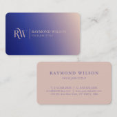 プロフェッショナルグラデーショフェイクンバラ金ゴールドとネイビーブルー 名刺 (正面/裏面)