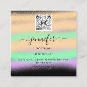 プロフェッショナルグラデーションブラック抽象芸術カスタムQRロゴ スクエア名刺 (裏面)