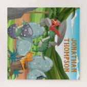 プロフェッショナルグラフィックモノグラムジュラシックブルーグリーン ジグソーパズル (横)