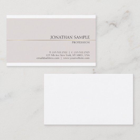 プロフェッショナルグラマラスデザインシックプレーンラグジュアリー 名刺 (正面/裏面)