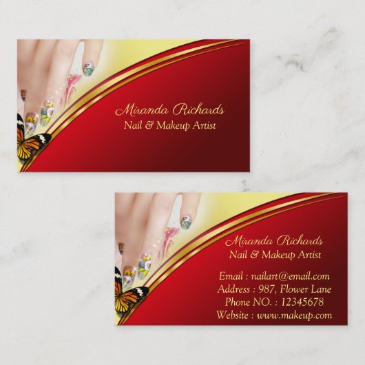 プロフェッショナルグラマラス化粧ネイルアート作家 名刺 (正面/裏面)