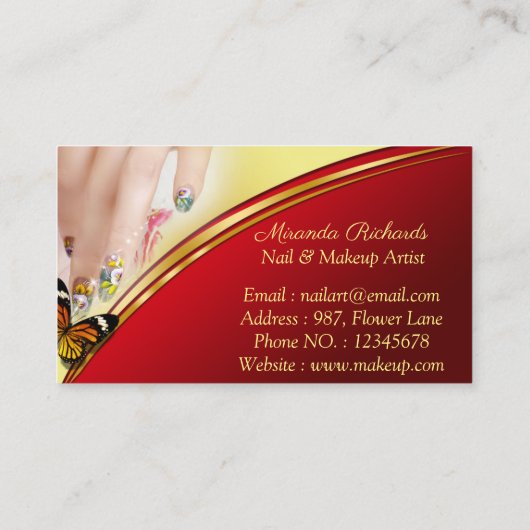 プロフェッショナルグラマラス化粧ネイルアート作家 名刺 (裏面)