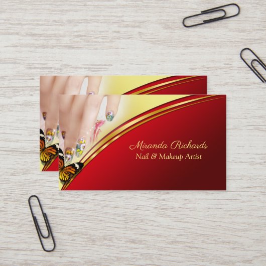 プロフェッショナルグラマラス化粧ネイルアート作家 名刺 (正面/裏面インサイチュ)