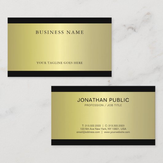 プロフェッショナルグラマラス金ゴールドエフェクトプレーントレンディー 名刺 (正面/裏面)