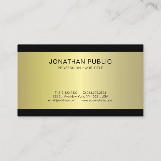 プロフェッショナルグラマラス金ゴールドエフェクトプレーントレンディー 名刺 (裏面)