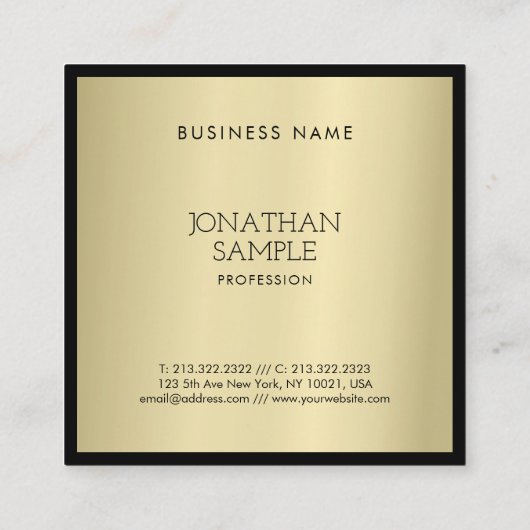 プロフェッショナルグラマー金ゴールドエレガントミニマリスト スクエア名刺 (裏面)