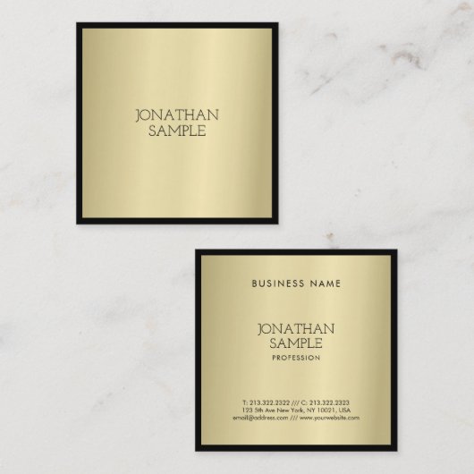 プロフェッショナルグラマー金ゴールドエレガントミニマリスト スクエア名刺 (正面/裏面)