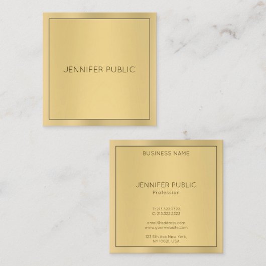 プロフェッショナルグラマー金ゴールドルッモダンクエレガント スクエア名刺 (正面/裏面)