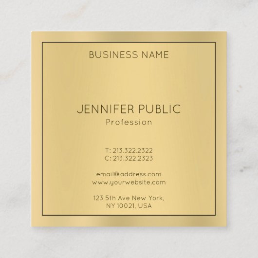 プロフェッショナルグラマー金ゴールドルッモダンクエレガント スクエア名刺 (裏面)