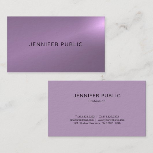 プロフェッショナルグラムパープルエレガントエリートラグジュアリー 名刺 (正面/裏面)