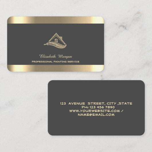 プロフェッショナルグリッターハウスルーフブラシグレー 名刺 (正面/裏面)