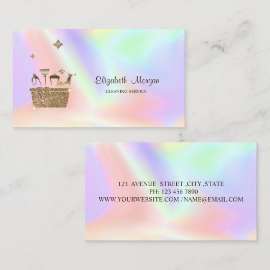 プロフェッショナルグリッター洗浄工具ホログラフィック 名刺 (正面/裏面)