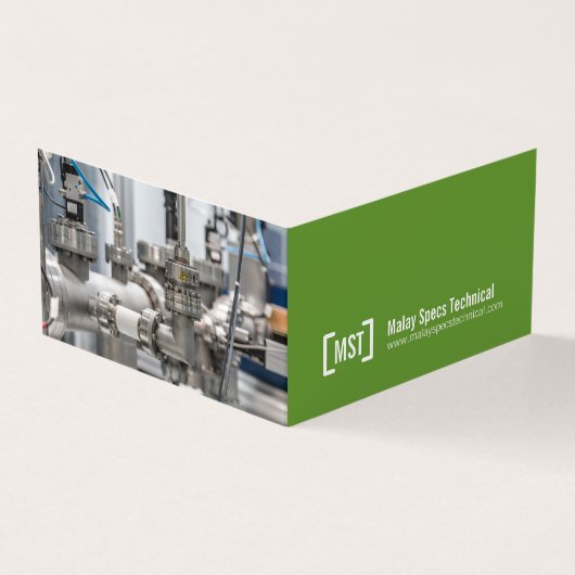 プロフェッショナルグリーンとホワイトの2枚の写真 名刺 (外部)