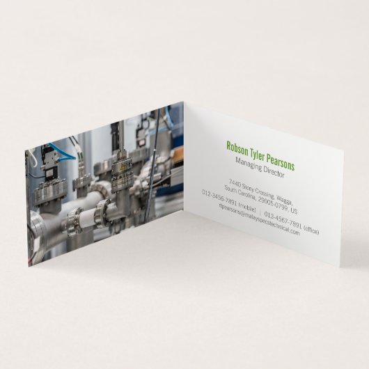 プロフェッショナルグリーンとホワイトの2枚の写真 名刺 (内部)