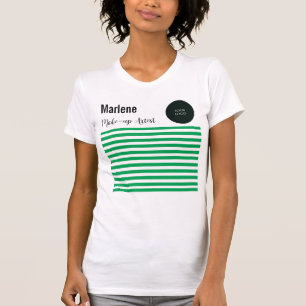 プロフェッショナルグリーンと白ストライプのロゴ付きロゴ Tシャツ