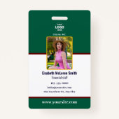 プロフェッショナルグリーンセキュリティバッジ：写真と会社 バッジ (正面)