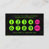 プロフェッショナルグリーンネオンパープル爪、 ネイルネイルサロン ロイヤリティカード (正面)