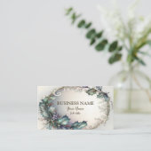 プロフェッショナルグリーンパープル葉エレガント素朴の数 名刺 (スタンド正面)