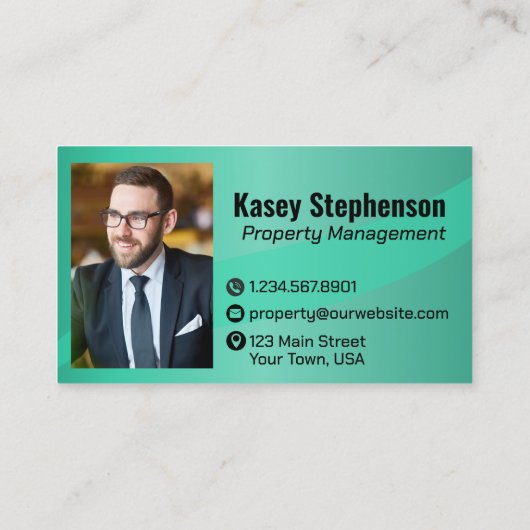 プロフェッショナルグリーンフォトQRコードモダン 名刺 (裏面)